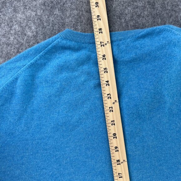 Arthur Guinness Mens XL Teal Sweater Blue 100% Cashmere Pullover V Neck Knit - Picture 9 of 9